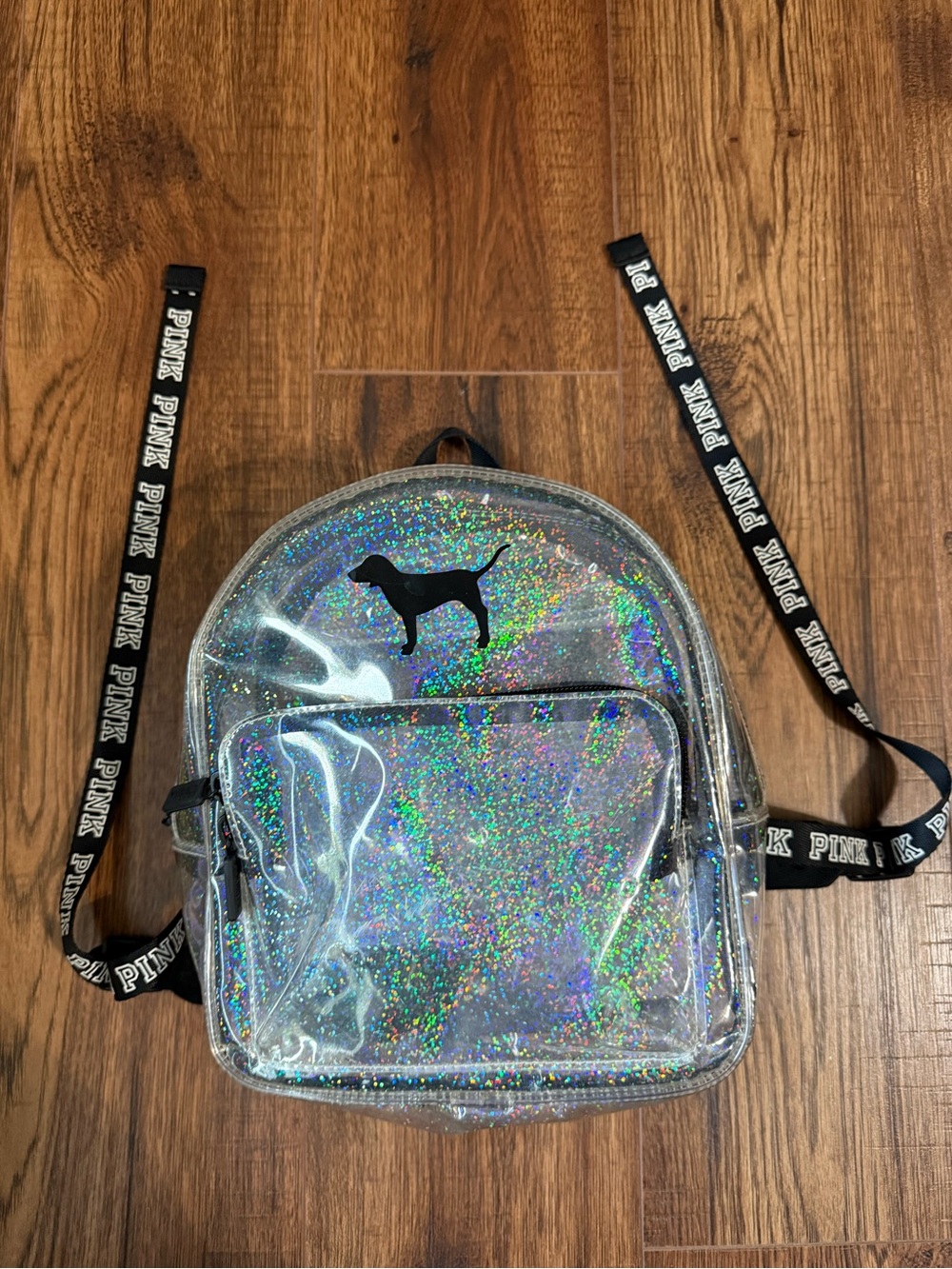 PINK Holographic Clear Glitter Mini Backpack
